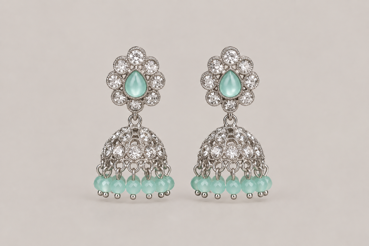 Mint & Silver Jhumka