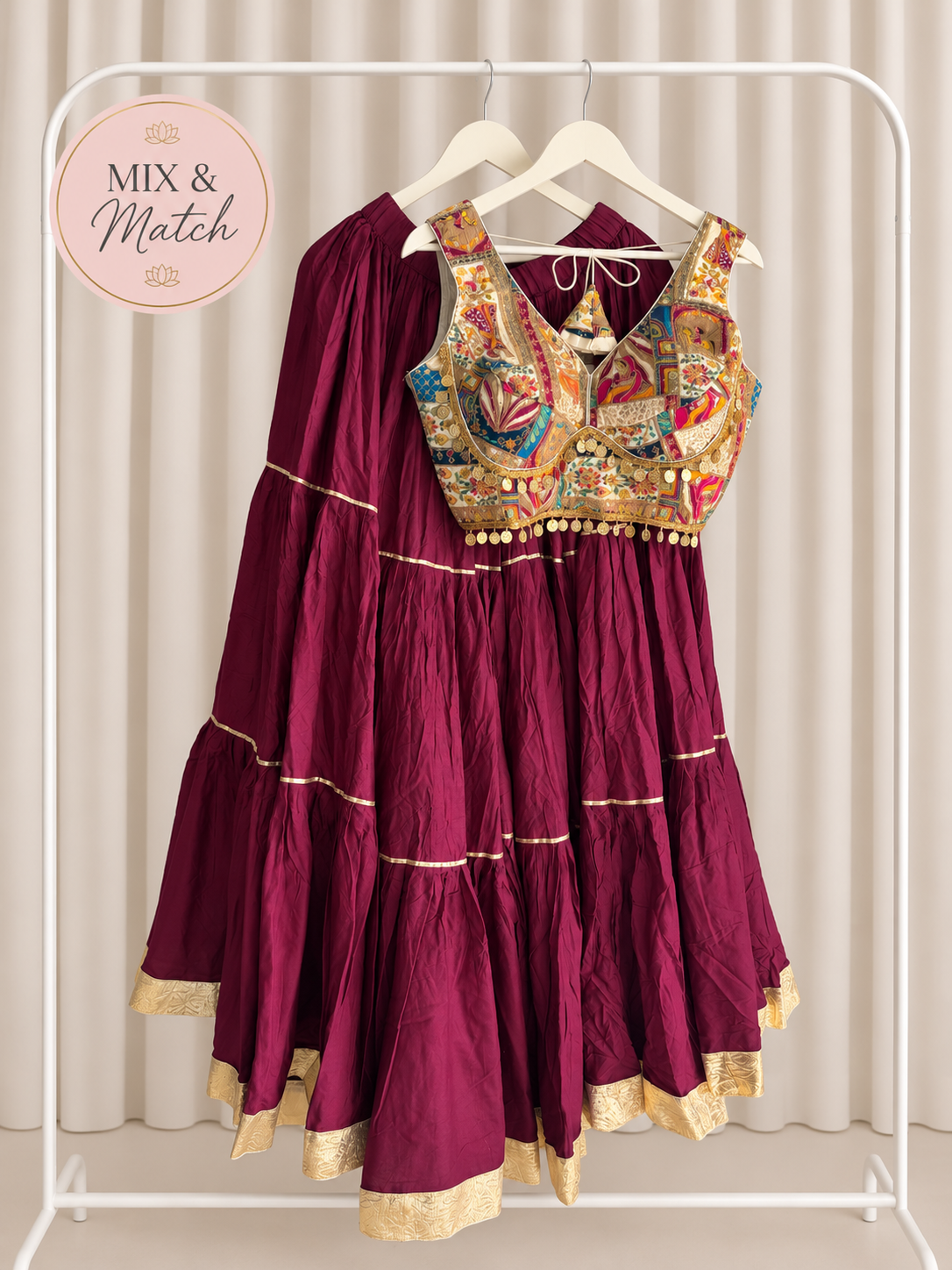 Maroon & Cream Lehenga