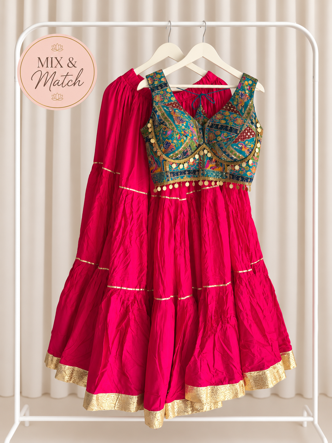 Pink & Teal Lehenga