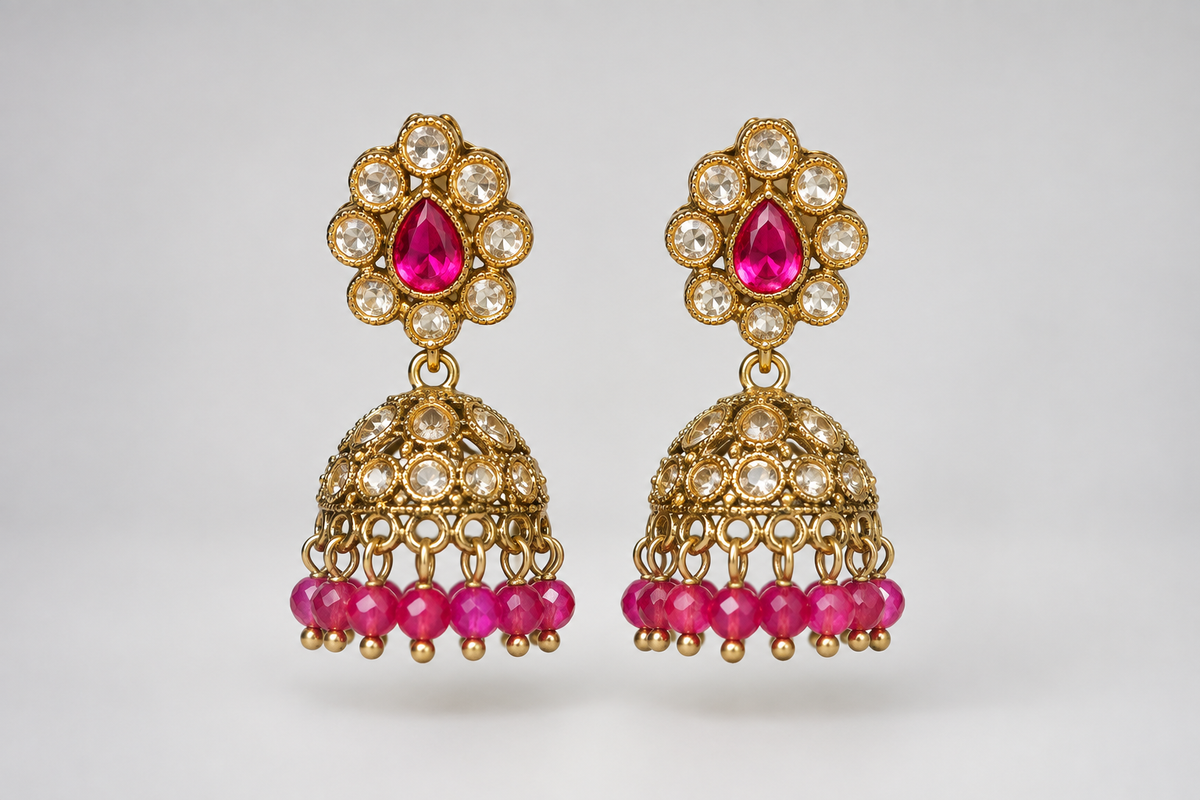 Pink & Gold Jhumka