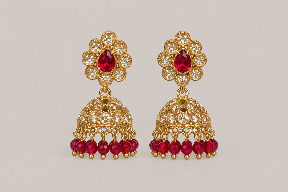 Red & Gold Jhumka