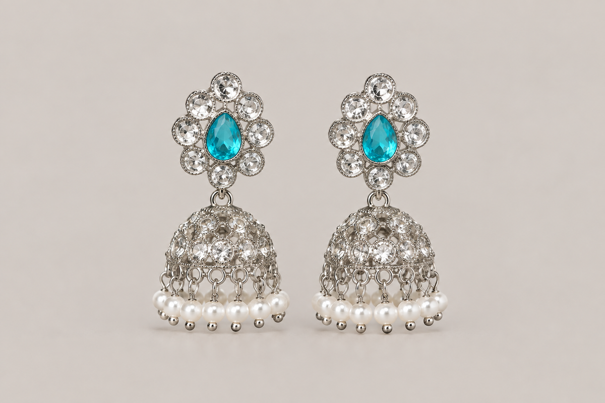Turquoise Pearl Jhumka