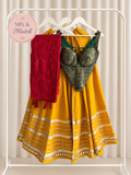 Yellow, Green & Red Mirror Work Lehenga